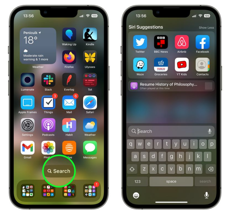 裕民苹果手机维修分享升级到 iOS 16 后，如何删除主屏幕上的搜索按钮 